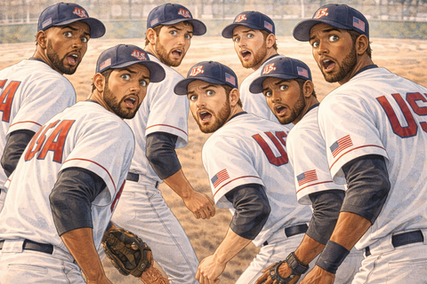 驚くアメリカ人野球選手