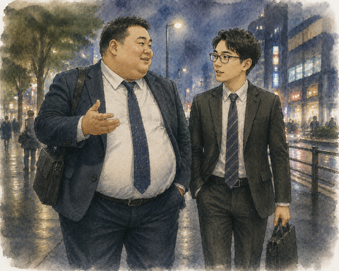 サラリーマン 巨漢と細身メガネ