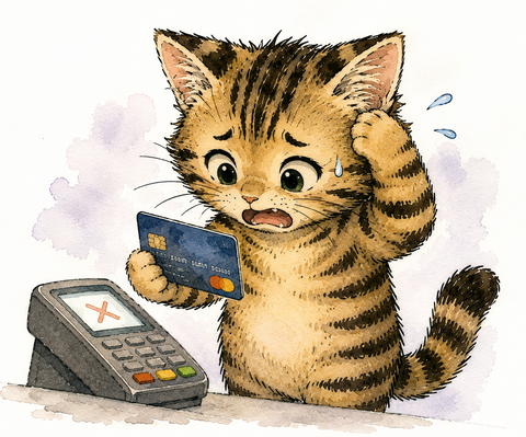 クレジットカードがエラーで使えないねこすけ