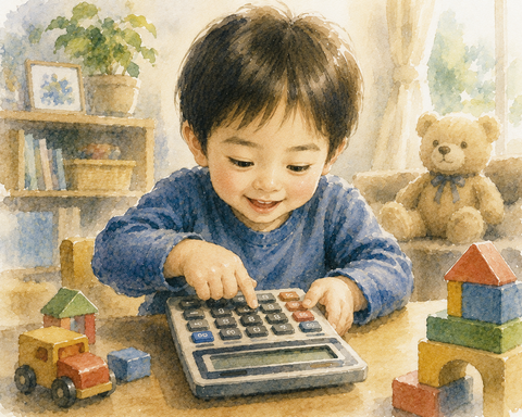 電卓がオモチャの子供
