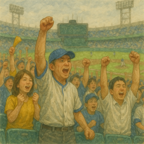 盛り上がるプロ野球観客