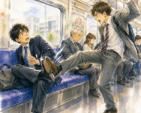 電車内で足蹴り