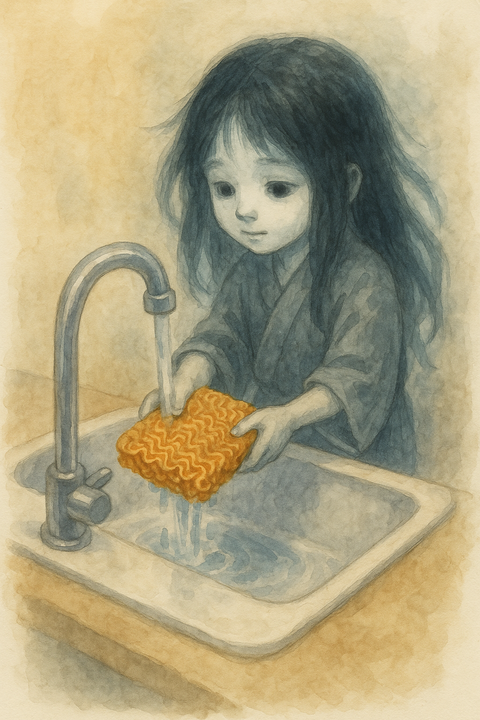 ラーメンを洗う座敷童