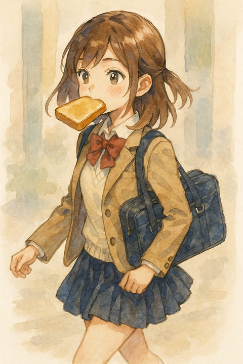 パンを咥えた女子高生