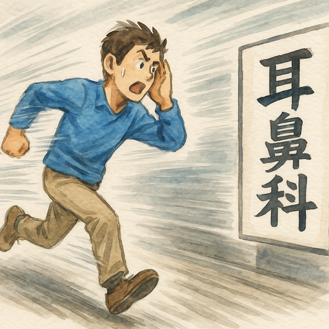 耳鼻科に走る男性