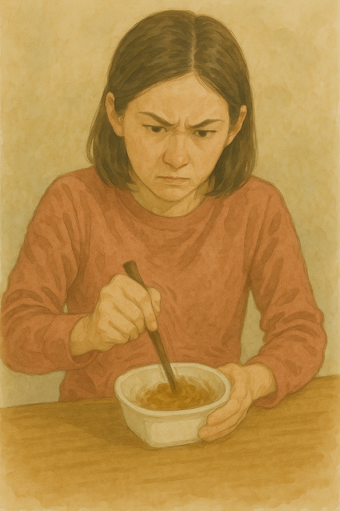 納豆を混ぜる女性