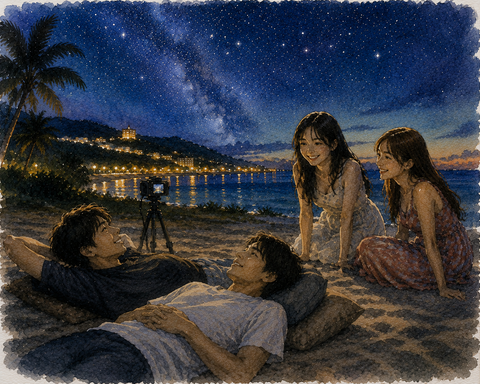 南の島の砂浜の男女