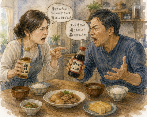 醤油で口論する夫婦