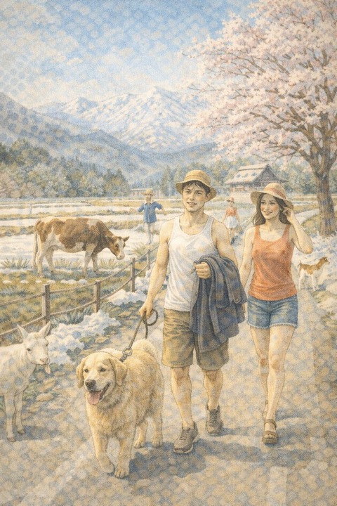 真冬の夏日田舎の風景