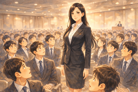 内定式の美人な女性