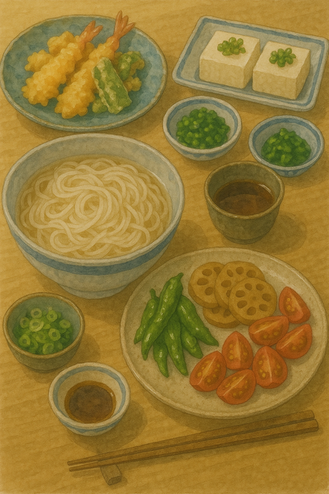 そうめんとおかず色々
