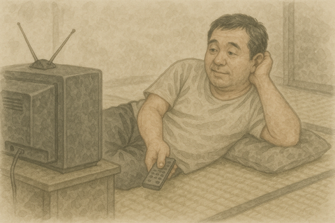 テレビを見る中年