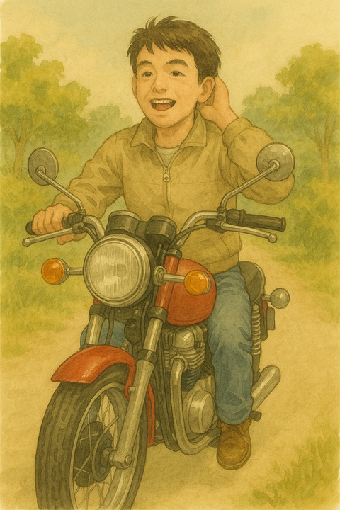 バイクでブラブラする男性