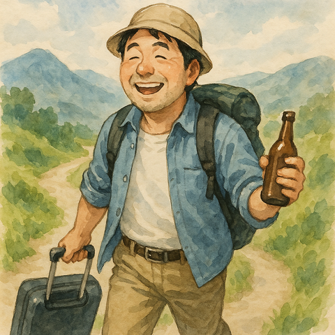 中年男性の楽しいひとり旅行