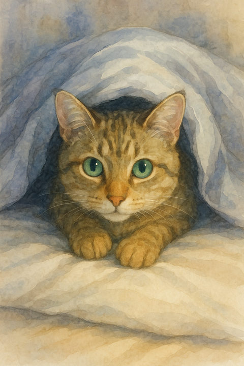 布団に入ってくる愛らしい猫