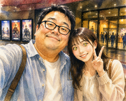 姪と映画館デートの男性