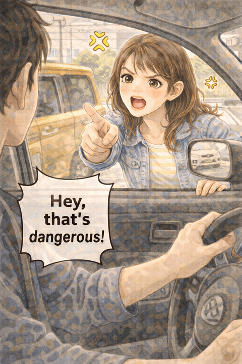 運転手に一言文句を言う女性