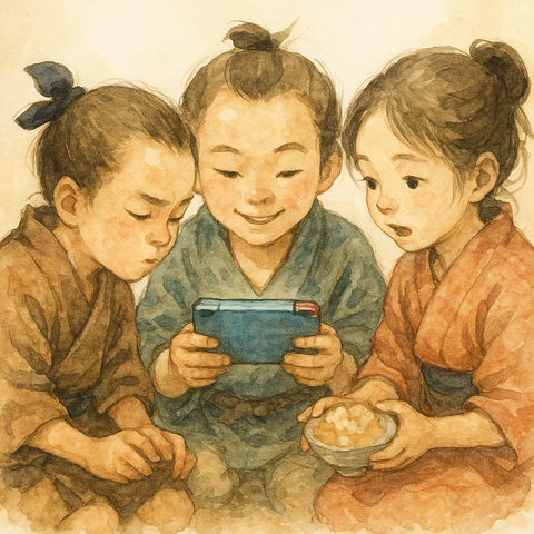 ゲームに夢中な子供