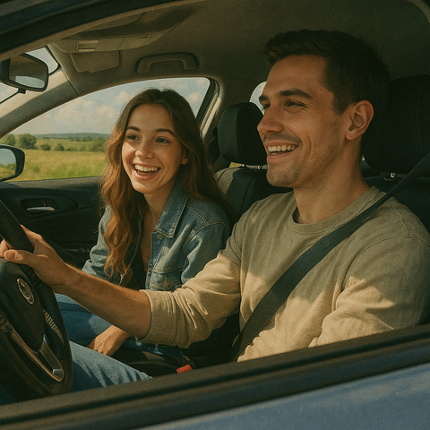 ドライブ中のカップル