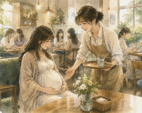 妊婦とカフェ店員