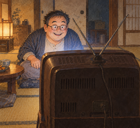 テレビを見る中年男性