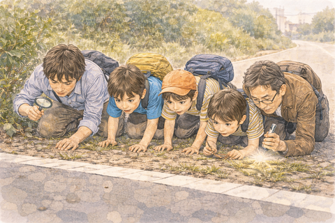 道で探す人々