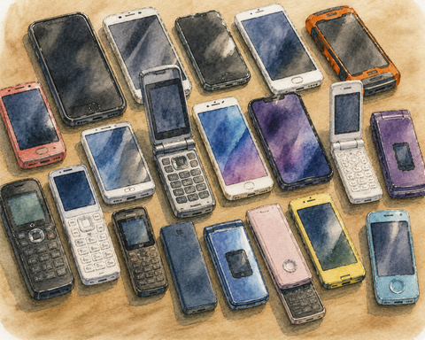 多種多様のスマホ　ガラケー
