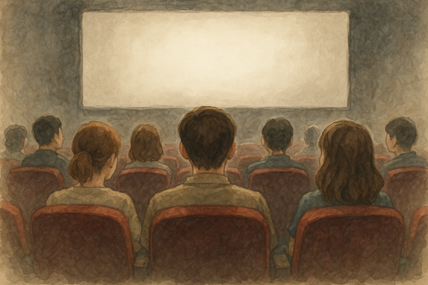 映画館で映画を見る人たち