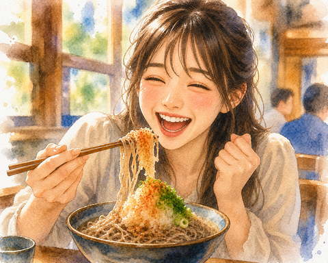 おろしそばうまい女性