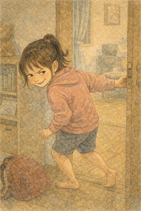 いたずらした悪い顔の妹