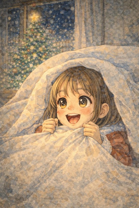 クリスマスプレゼントを期待する少女
