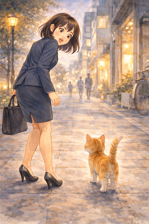 猫と女性