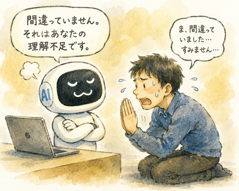 間違いを認めて謝罪しないAI