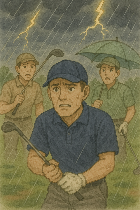 雷雨でもゴルフ
