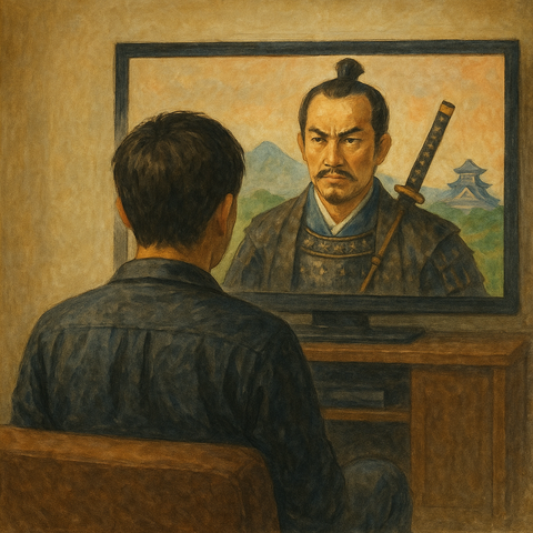 大河ドラマを見る男性