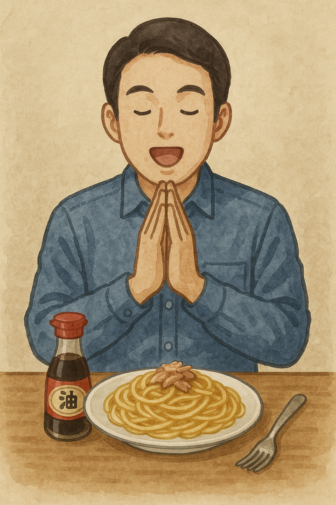 醤油とシーチキンだけのシンプルなパスタ