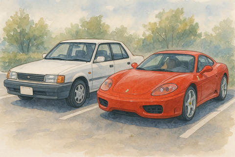 日本車とオシャレなイタリア車