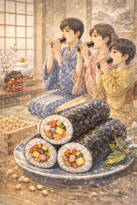 日本の伝統行事とかした恵方巻