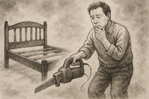 電動のこぎりで解体