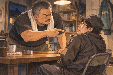 不審者を尋問で問いただした強そうな親父