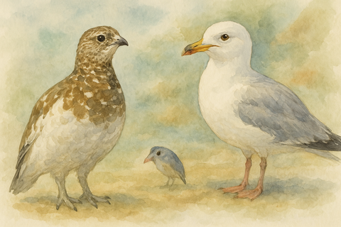 雷鳥とカモメ