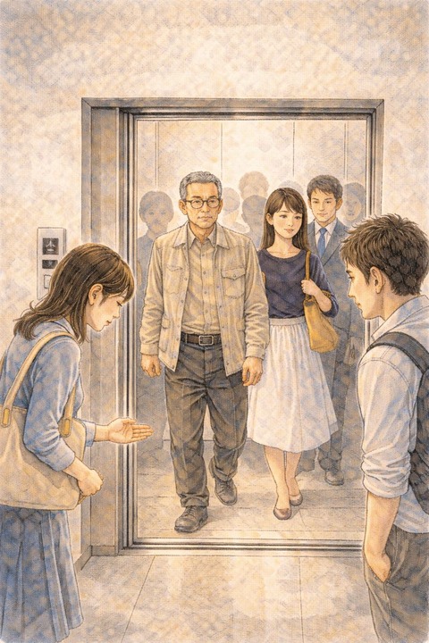 降りる人優先マナーのエレベーター