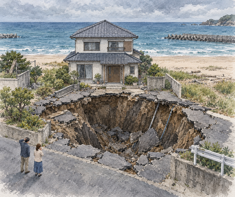 自宅前が陥没