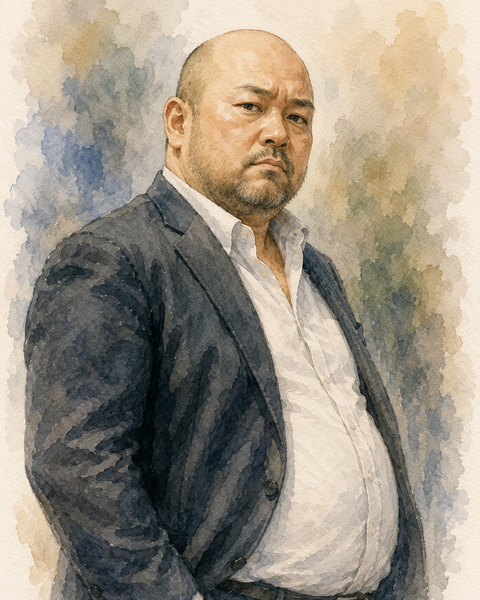 ハゲ髭の日本人男性