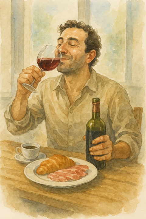 朝からワインを飲むイタリア人