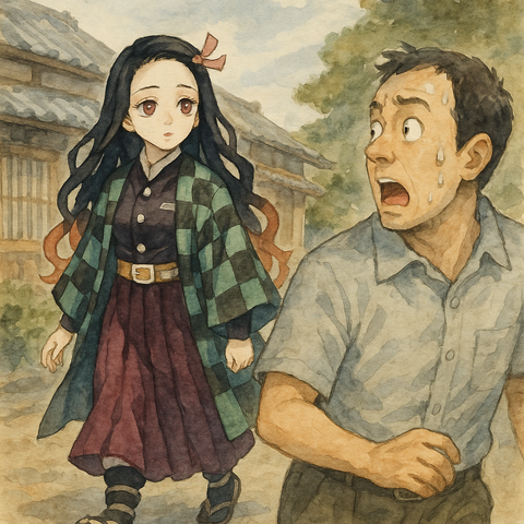 女性キャラとすれ違って驚く人