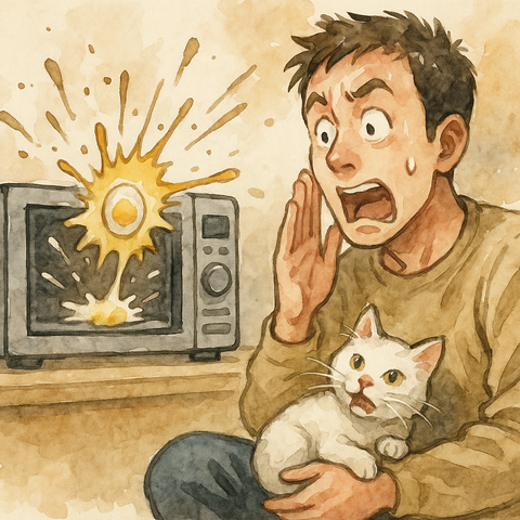 電子レンジの中で爆発する卵
