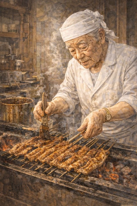 鰻を焼く９０歳職人