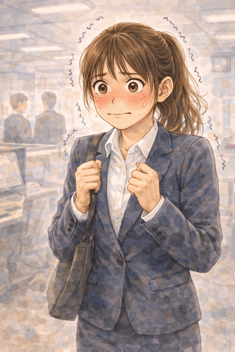 緊張する新入女性社員