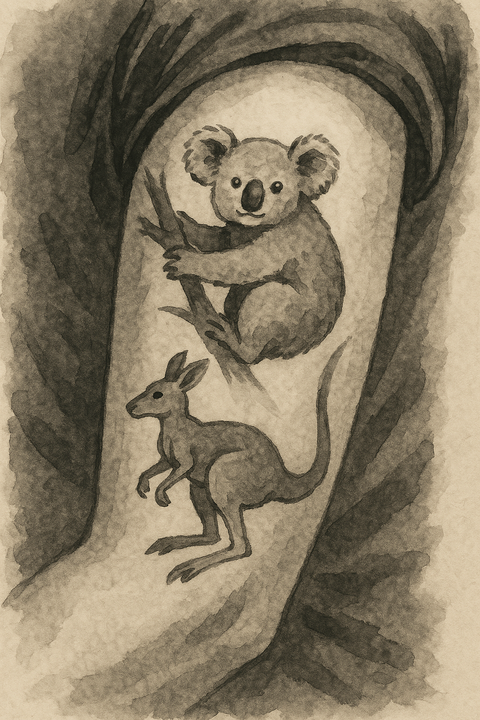 コアラとカンガルーのタトゥー